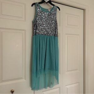 Sequin silver and turquoise dress